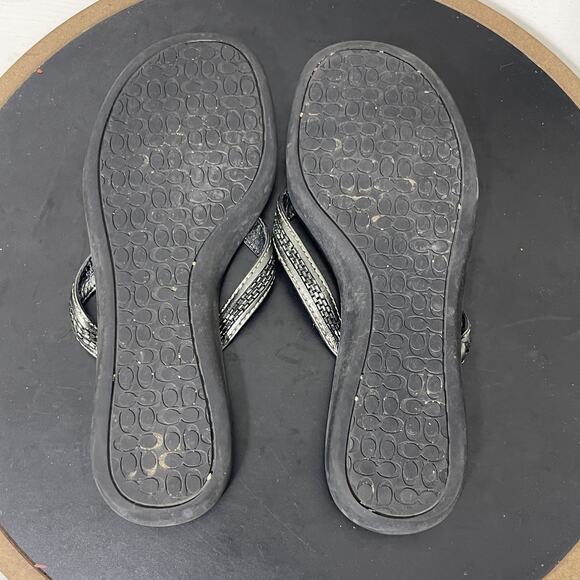 Coach Laurel Flip Flop Sandals Womens Size 7.5M Brown Black Logo Casual Beach - Picture 7 of 8